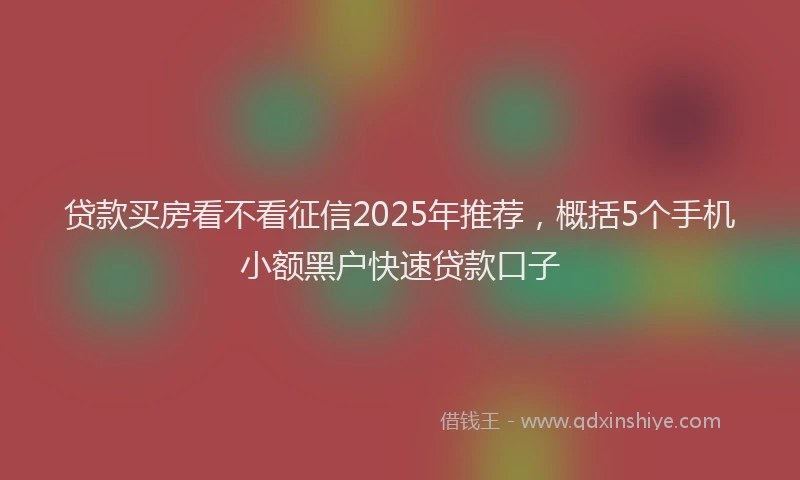 贷款买房看不看征信2025年推荐，概括5个手机小额黑户快速贷款口子