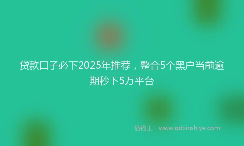 贷款口子必下2025年推荐，整合5个黑户当前逾期秒下5万平台