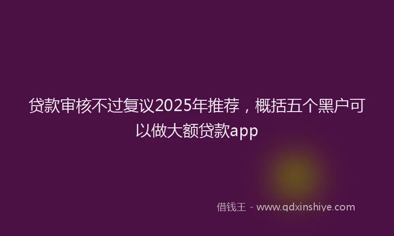 贷款审核不过复议2025年推荐，概括五个黑户可以做大额贷款app