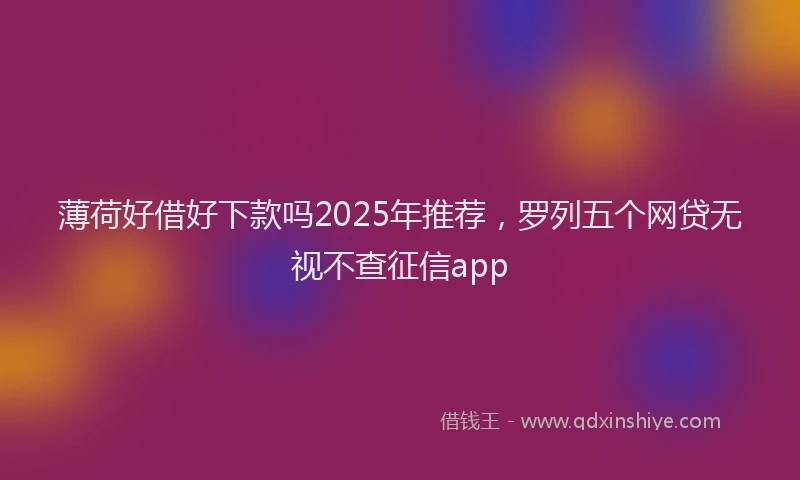 薄荷好借好下款吗2025年推荐，罗列五个网贷无视不查征信app