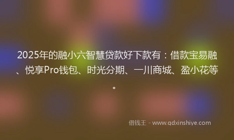 2025年的融小六智慧贷款好下款有：借款宝易融、悦享Pro钱包、时光分期、一川商城、盈小花等。
