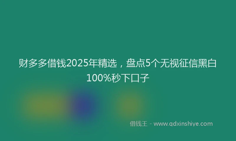 财多多借钱2025年精选，盘点5个无视征信黑白100%秒下口子