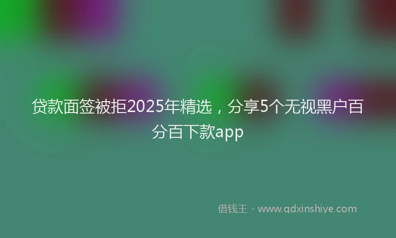 贷款面签被拒2025年精选，分享5个无视黑户百分百下款app