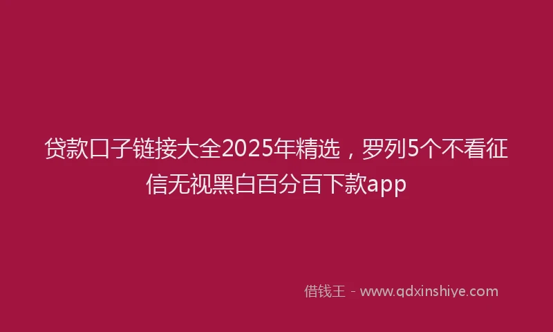 贷款口子链接大全2025年精选，罗列5个不看征信无视黑白百分百下款app