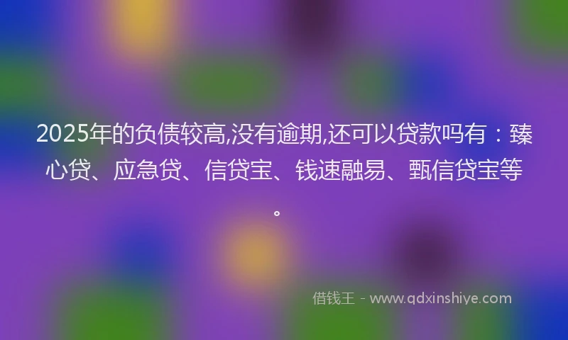 2025年的负债较高,没有逾期,还可以贷款吗有：臻心贷、应急贷、信贷宝、钱速融易、甄信贷宝等。