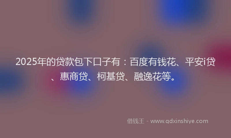 2025年的贷款包下口子有：百度有钱花、平安i贷、惠商贷、柯基贷、融逸花等。
