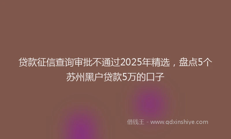 贷款征信查询审批不通过2025年精选，盘点5个苏州黑户贷款5万的口子