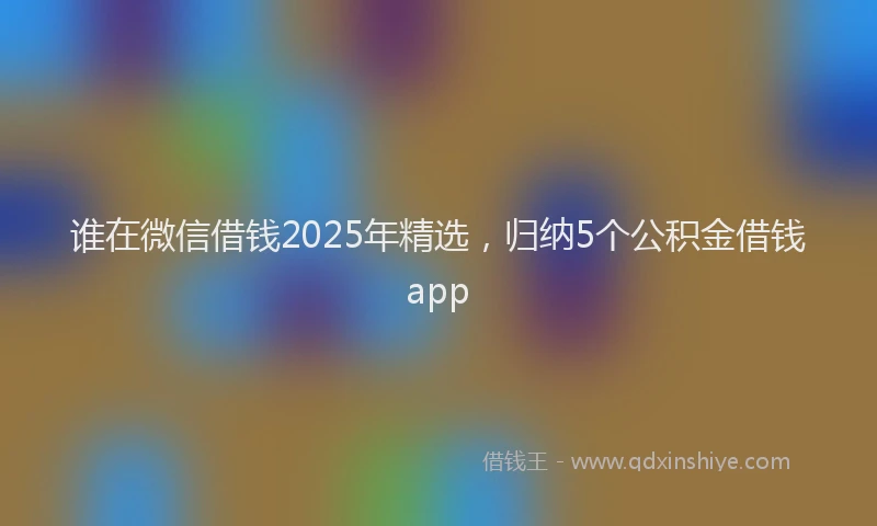 谁在微信借钱2025年精选，归纳5个公积金借钱app