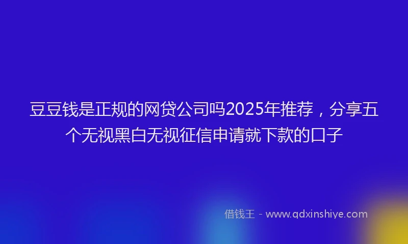 豆豆钱是正规的网贷公司吗2025年推荐，分享五个无视黑白无视征信申请就下款的口子