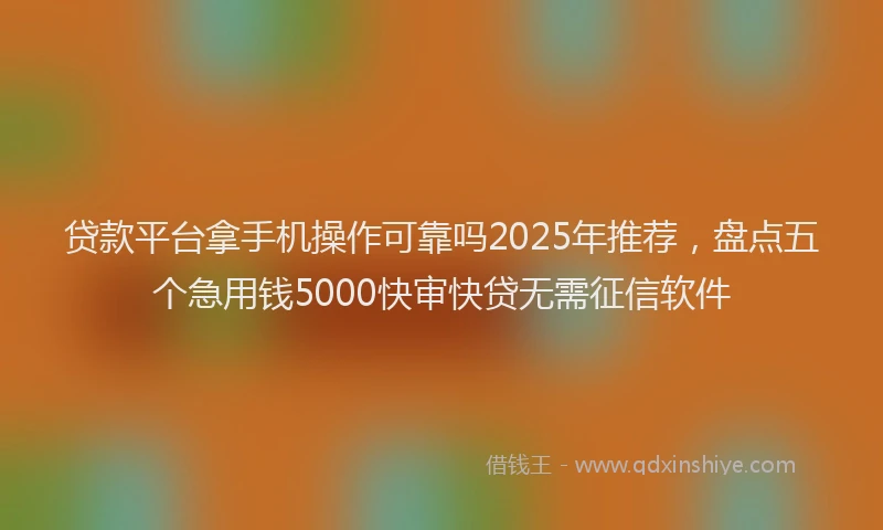 贷款平台拿手机操作可靠吗2025年推荐，盘点五个急用钱5000快审快贷无需征信软件