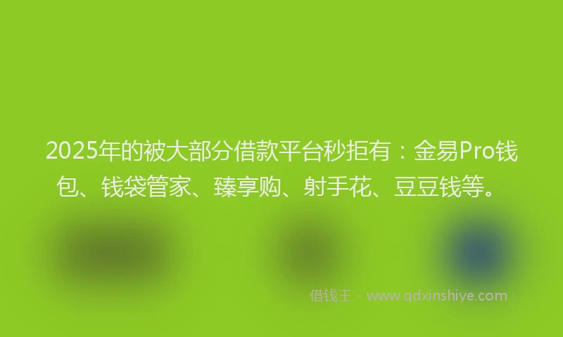 2025年的被大部分借款平台秒拒有：金易Pro钱包、钱袋管家、臻享购、射手花、豆豆钱等。