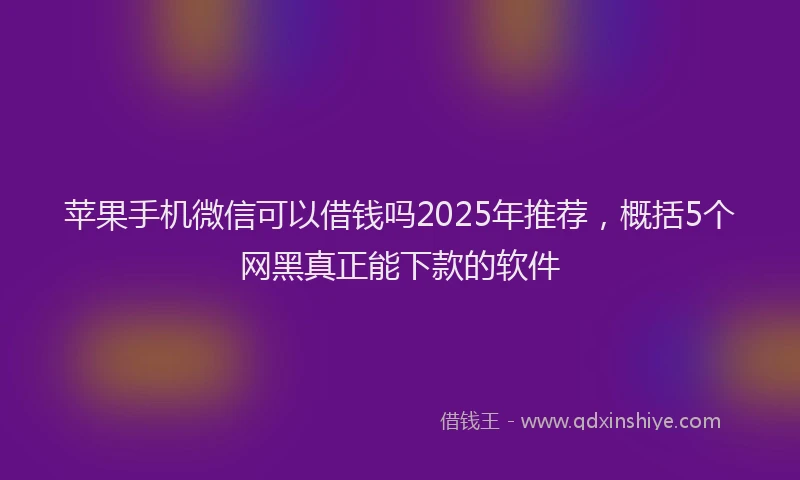 苹果手机微信可以借钱吗2025年推荐，概括5个网黑真正能下款的软件