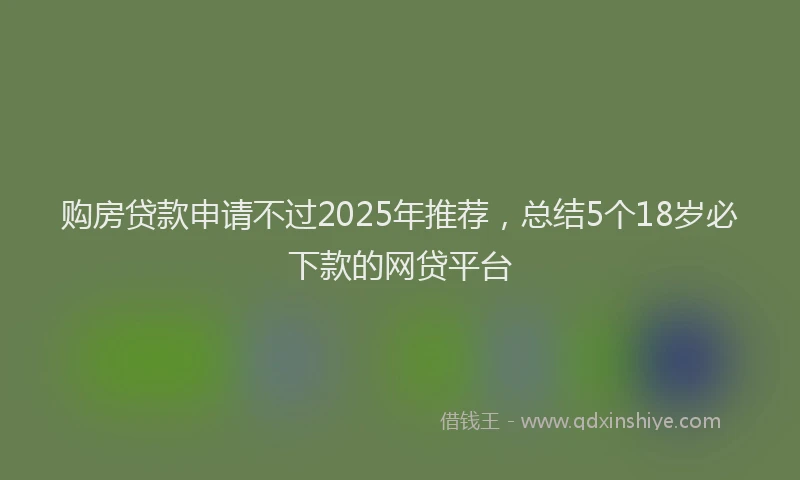 购房贷款申请不过2025年推荐，总结5个18岁必下款的网贷平台