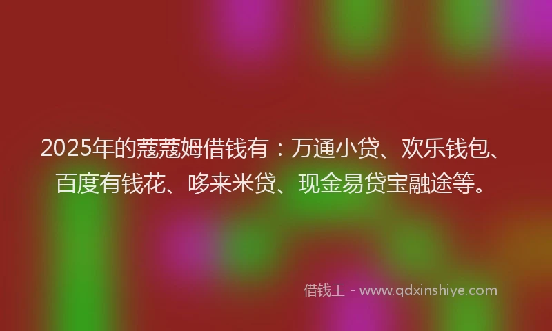 2025年的蔻蔻姆借钱有：万通小贷、欢乐钱包、百度有钱花、哆来米贷、现金易贷宝融途等。