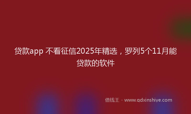 贷款app 不看征信2025年精选，罗列5个11月能贷款的软件