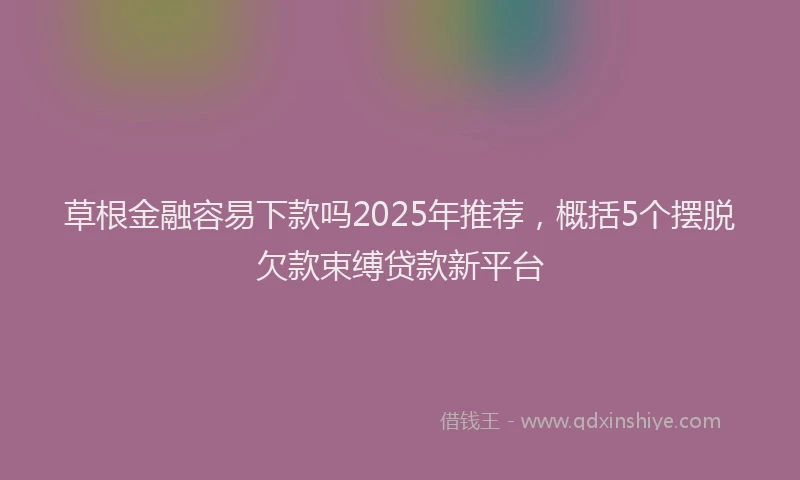 草根金融容易下款吗2025年推荐，概括5个摆脱欠款束缚贷款新平台