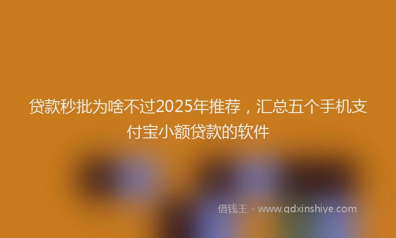 贷款秒批为啥不过2025年推荐，汇总五个手机支付宝小额贷款的软件