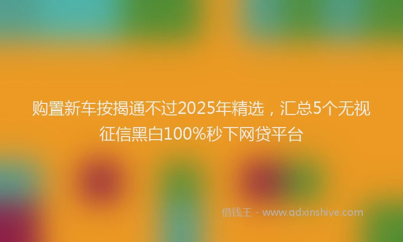 购置新车按揭通不过2025年精选，汇总5个无视征信黑白100%秒下网贷平台