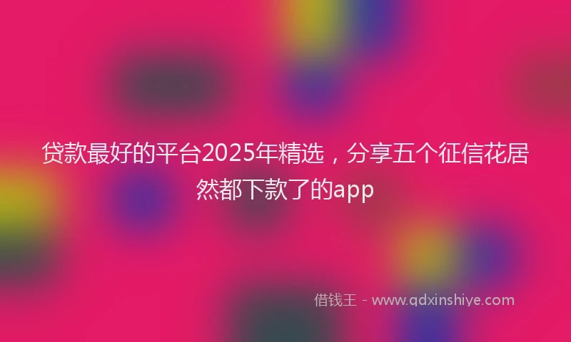贷款最好的平台2025年精选，分享五个征信花居然都下款了的app