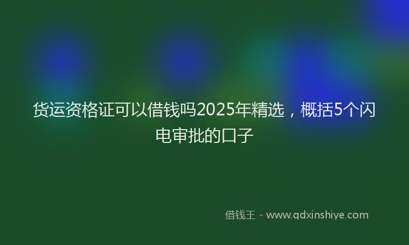 货运资格证可以借钱吗2025年精选，概括5个闪电审批的口子