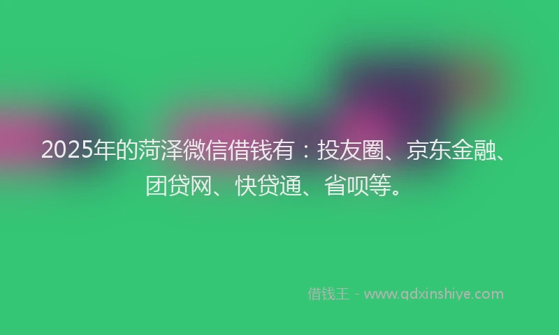 2025年的菏泽微信借钱有：投友圈、京东金融、团贷网、快贷通、省呗等。