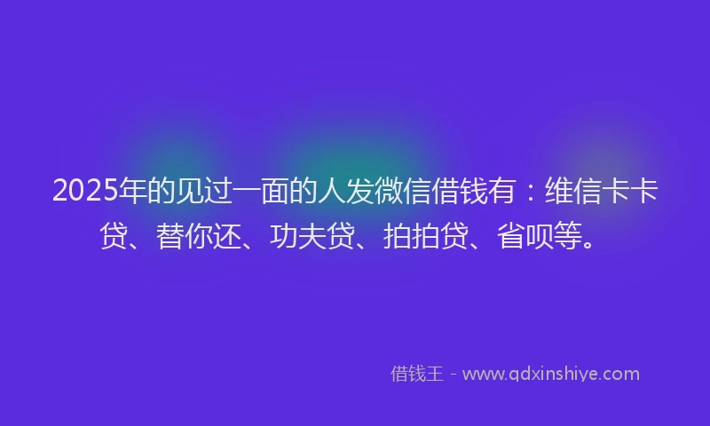 2025年的见过一面的人发微信借钱有：维信卡卡贷、替你还、功夫贷、拍拍贷、省呗等。