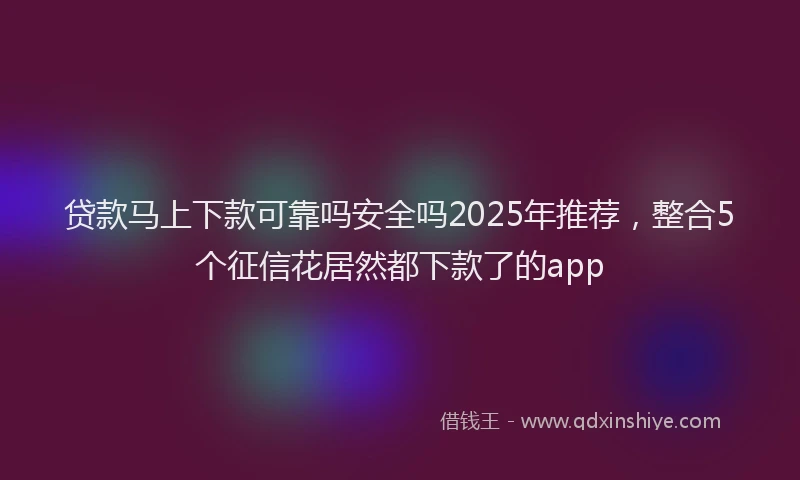 贷款马上下款可靠吗安全吗2025年推荐，整合5个征信花居然都下款了的app