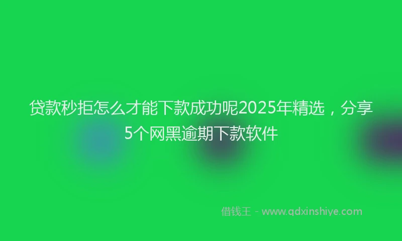 贷款秒拒怎么才能下款成功呢2025年精选，分享5个网黑逾期下款软件