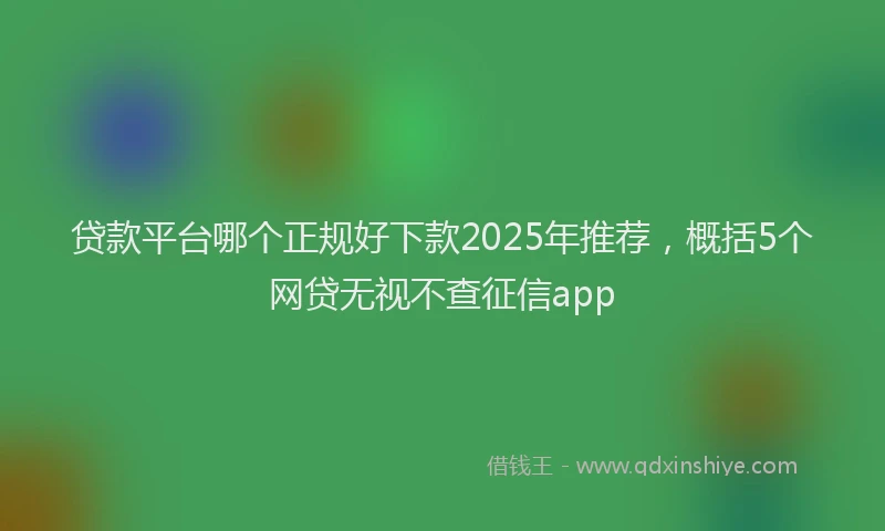 贷款平台哪个正规好下款2025年推荐，概括5个网贷无视不查征信app