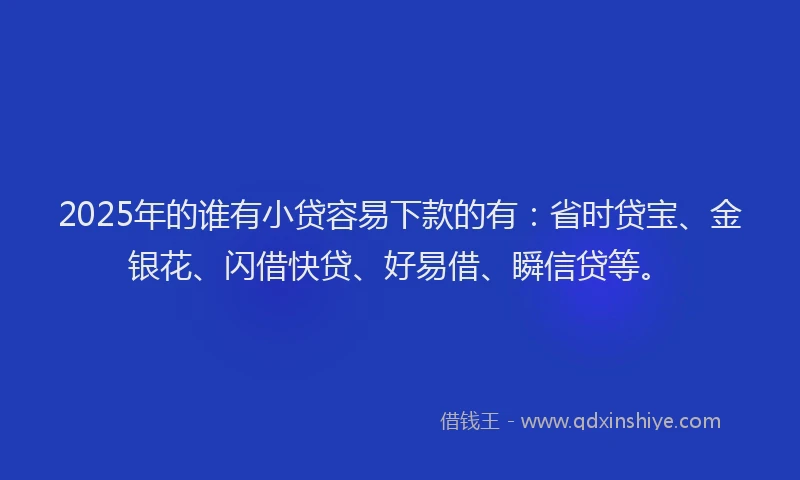 2025年的谁有小贷容易下款的有：省时贷宝、金银花、闪借快贷、好易借、瞬信贷等。