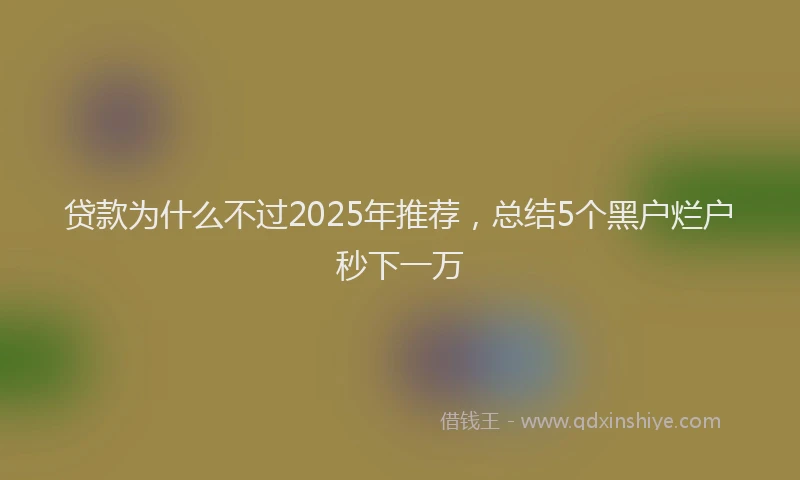 贷款为什么不过2025年推荐，总结5个黑户烂户秒下一万
