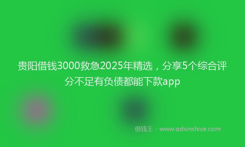 贵阳借钱3000救急2025年精选，分享5个综合评分不足有负债都能下款app
