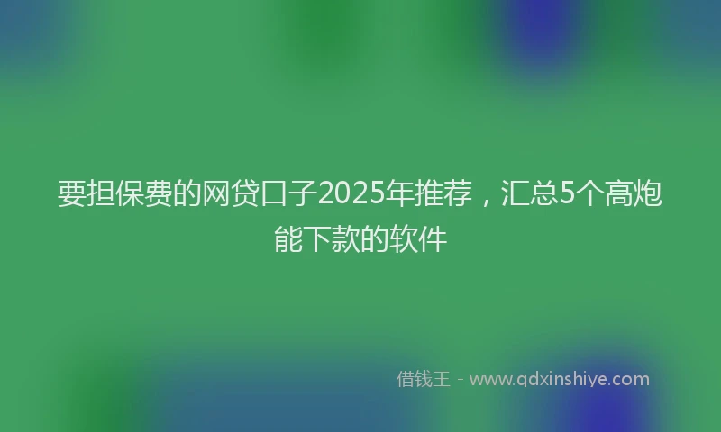 要担保费的网贷口子2025年推荐，汇总5个高炮能下款的软件