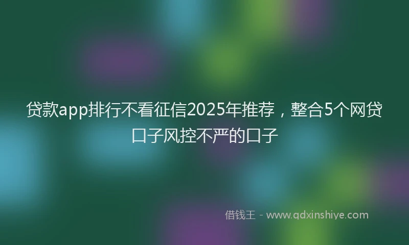 贷款app排行不看征信2025年推荐，整合5个网贷口子风控不严的口子
