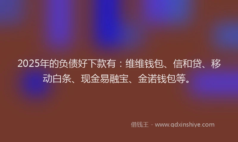 2025年的负债好下款有：维维钱包、信和贷、移动白条、现金易融宝、金诺钱包等。