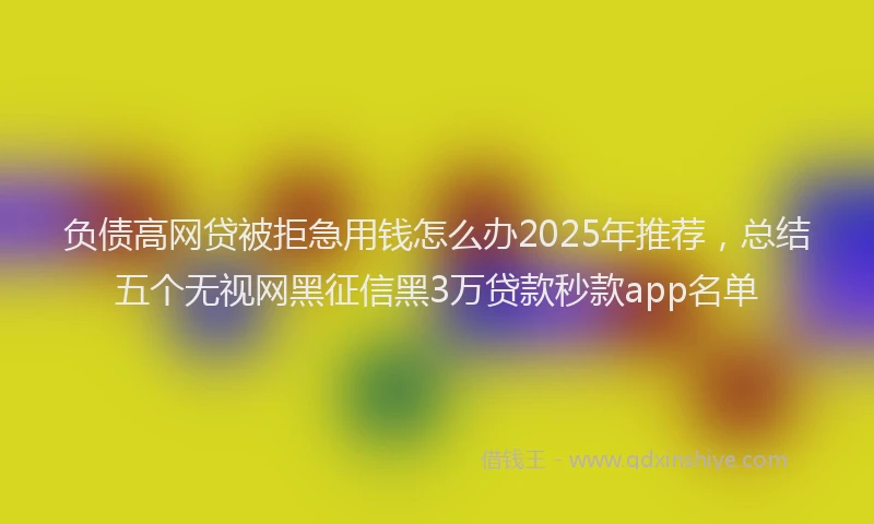 负债高网贷被拒急用钱怎么办2025年推荐，总结五个无视网黑征信黑3万贷款秒款app名单