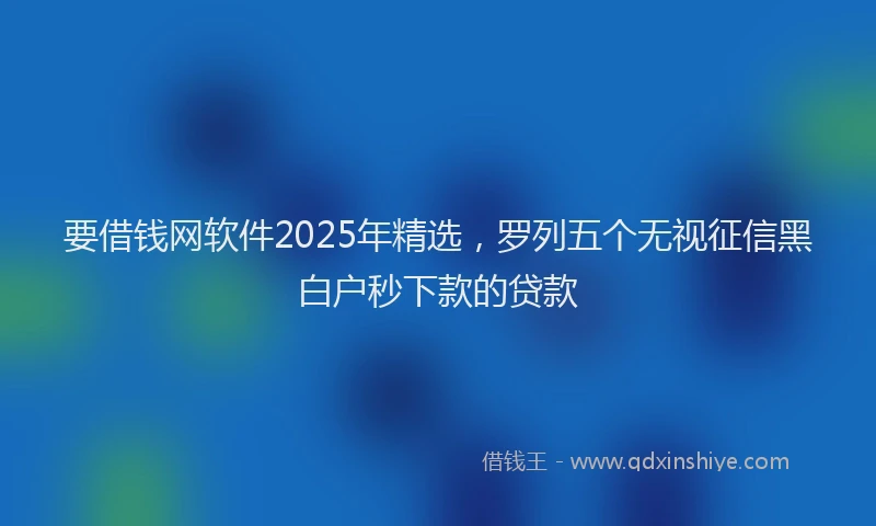 要借钱网软件2025年精选，罗列五个无视征信黑白户秒下款的贷款