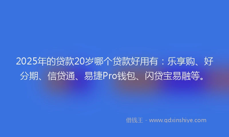 2025年的贷款20岁哪个贷款好用有：乐享购、好分期、信贷通、易捷Pro钱包、闪贷宝易融等。