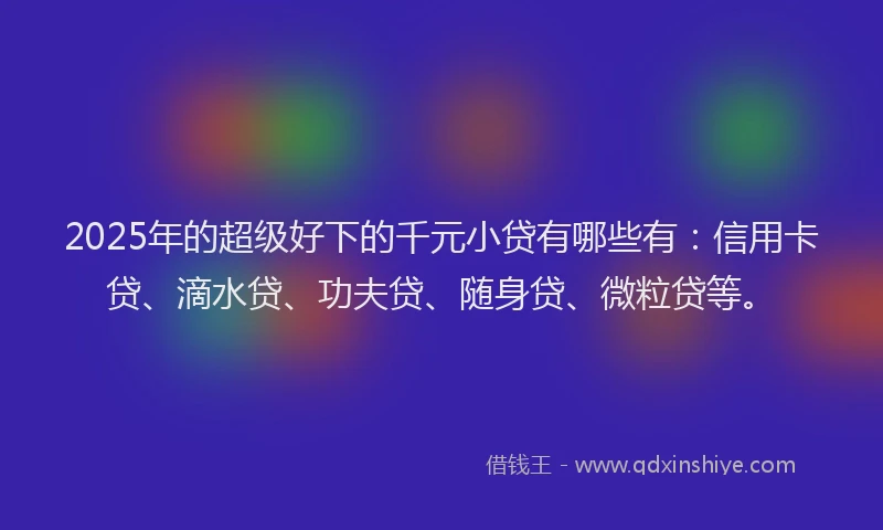 2025年的超级好下的千元小贷有哪些有：信用卡贷、滴水贷、功夫贷、随身贷、微粒贷等。