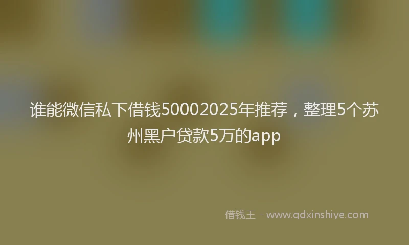 谁能微信私下借钱50002025年推荐，整理5个苏州黑户贷款5万的app