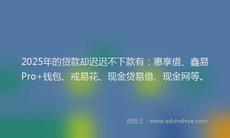 2025年的贷款却迟迟不下款有：惠享借、鑫易Pro+钱包、戒易花、现金贷易借、现金网等。