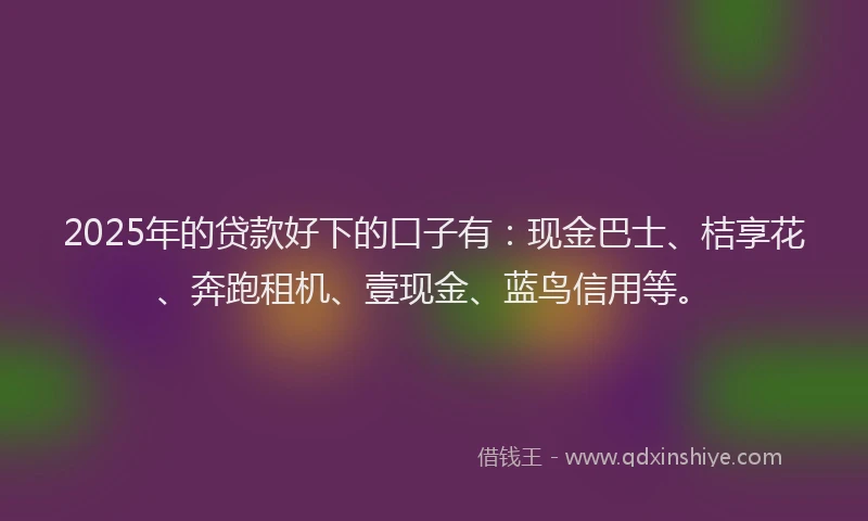 2025年的贷款好下的口子有：现金巴士、桔享花、奔跑租机、壹现金、蓝鸟信用等。