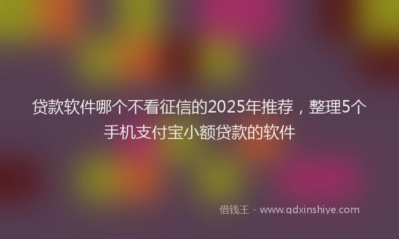 贷款软件哪个不看征信的2025年推荐，整理5个手机支付宝小额贷款的软件