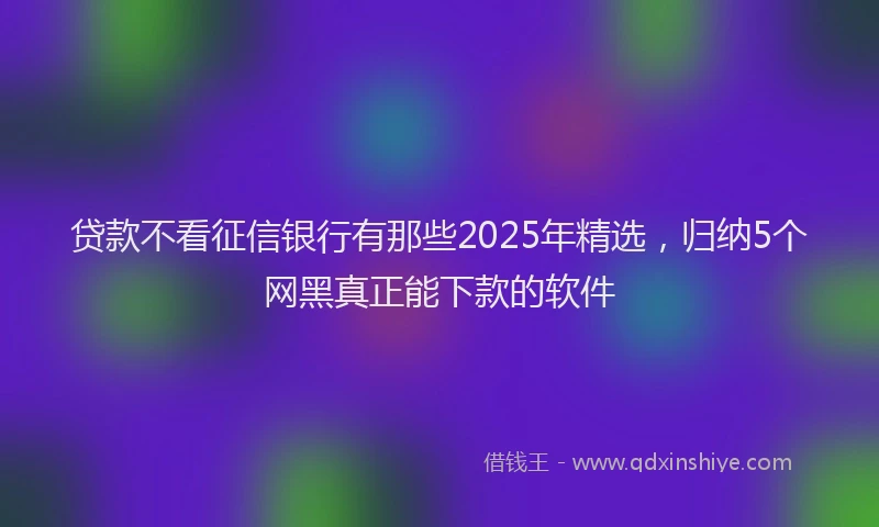 贷款不看征信银行有那些2025年精选，归纳5个网黑真正能下款的软件