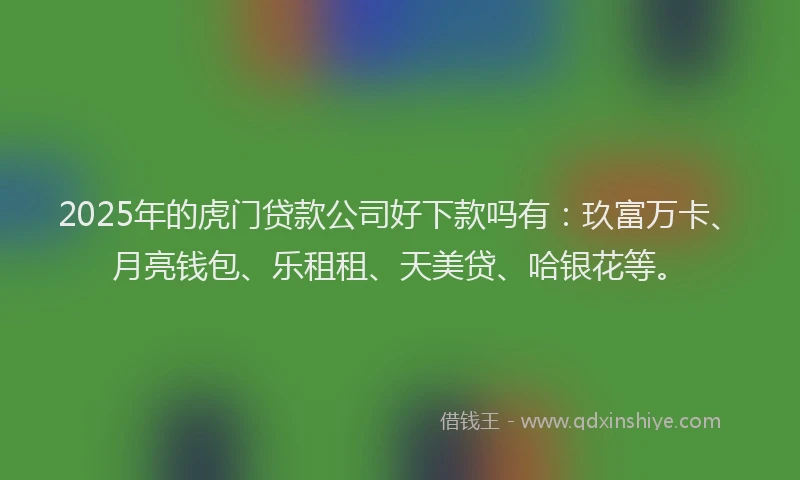2025年的虎门贷款公司好下款吗有：玖富万卡、月亮钱包、乐租租、天美贷、哈银花等。