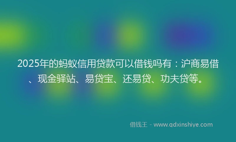 2025年的蚂蚁信用贷款可以借钱吗有：沪商易借、现金驿站、易贷宝、还易贷、功夫贷等。