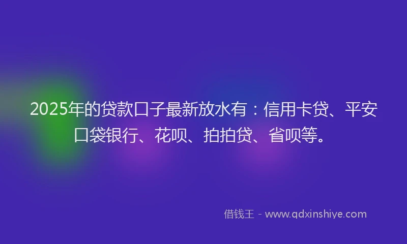 2025年的贷款口子最新放水有：信用卡贷、平安口袋银行、花呗、拍拍贷、省呗等。