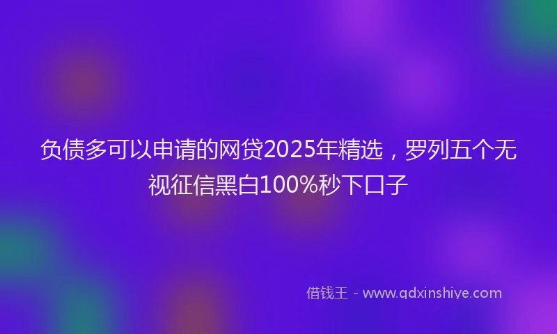 负债多可以申请的网贷2025年精选，罗列五个无视征信黑白100%秒下口子