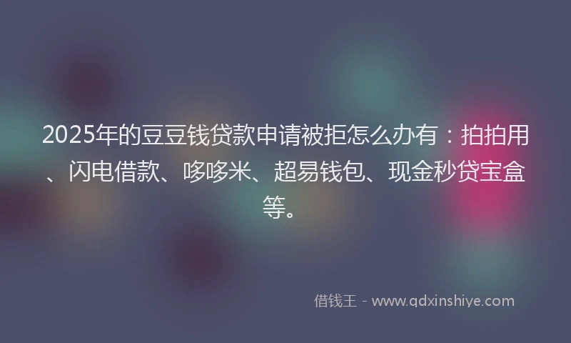 2025年的豆豆钱贷款申请被拒怎么办有：拍拍用、闪电借款、哆哆米、超易钱包、现金秒贷宝盒等。