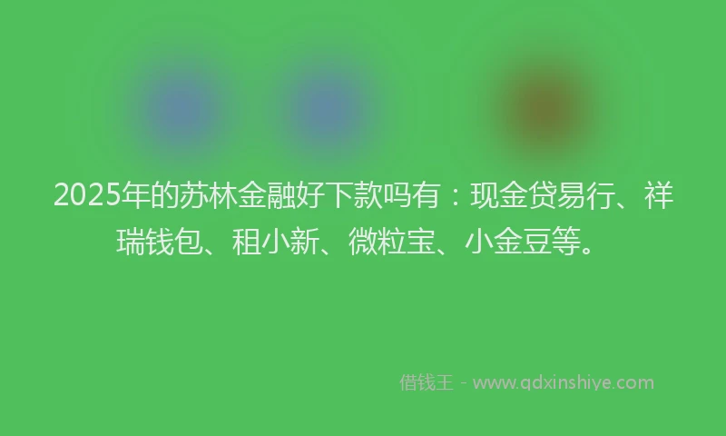 2025年的苏林金融好下款吗有：现金贷易行、祥瑞钱包、租小新、微粒宝、小金豆等。